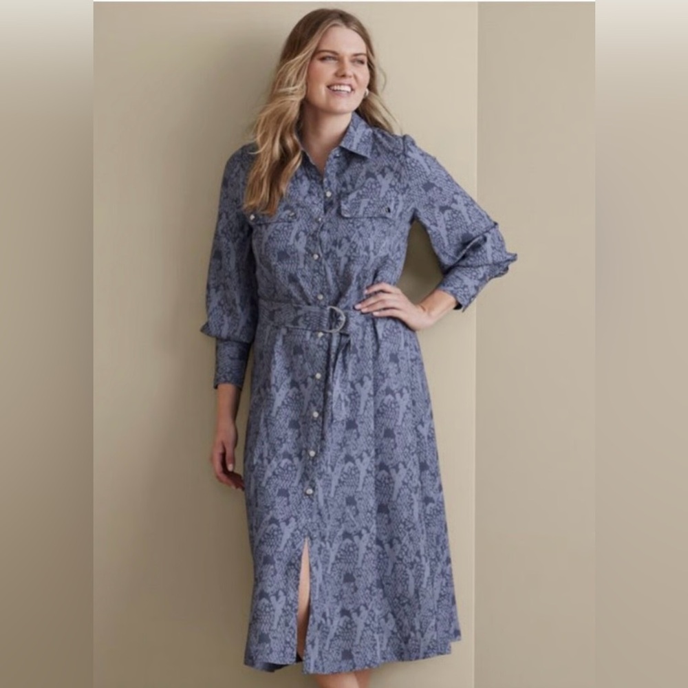 Soft Surroundings Blue Long Sleeve Dress